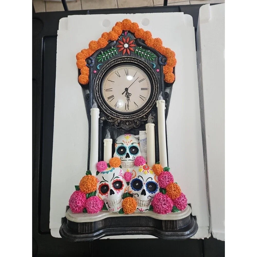 Day of The Dead Clock with Lights Halloween Costco Spooky Lights And Sound New
